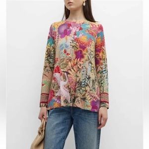 Johnny Was Getsu Favorite Floral Long Sleeve Crew Neck Swing Tee
